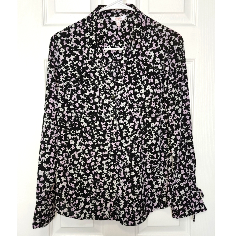 Candie's Black Purple Dress  Shirt